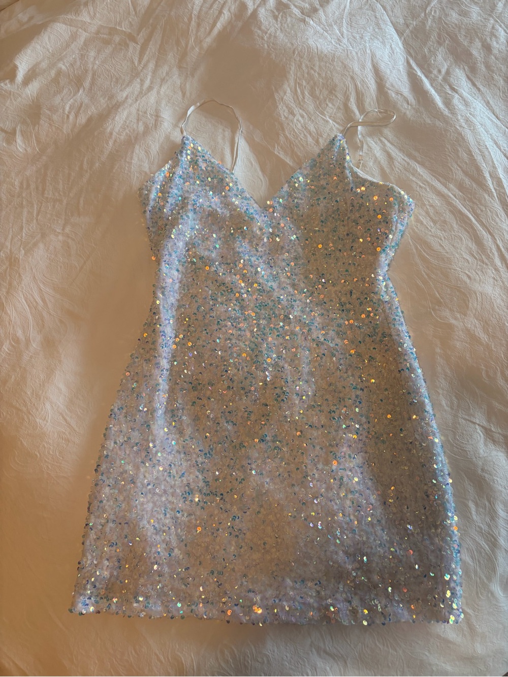 Silver sparkly Slip Dress with Spaghetti Straps